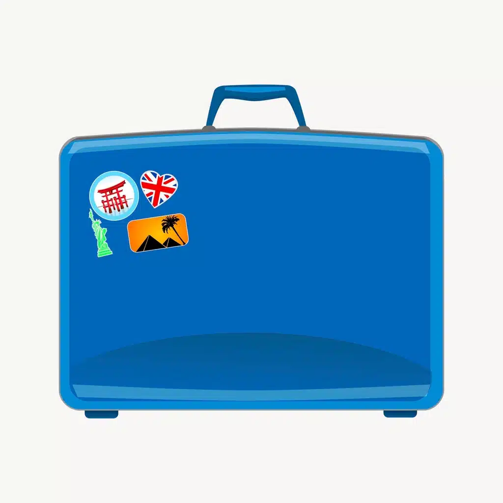 Blue suitcase clipart, collage element. Ayahuasca for heroin addiction
