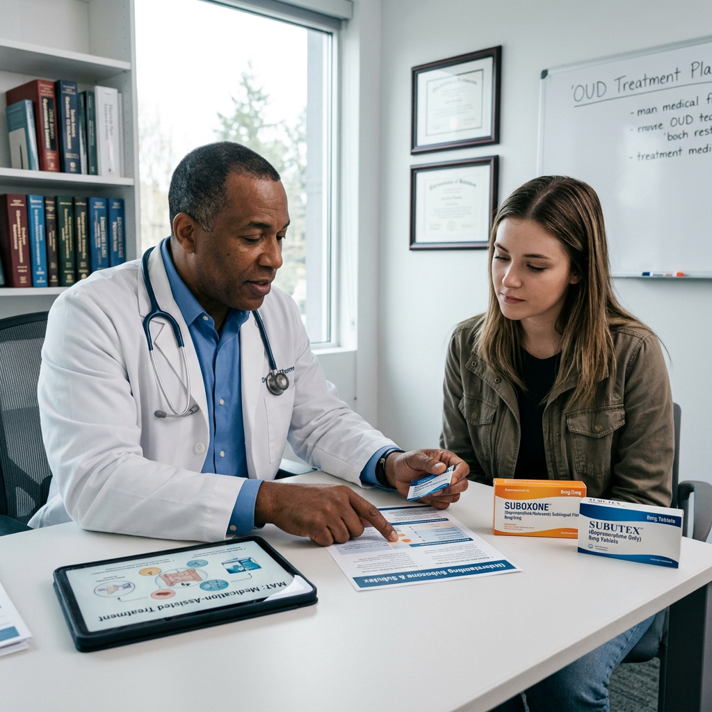 Doctor discussing medication treatment plan with patient