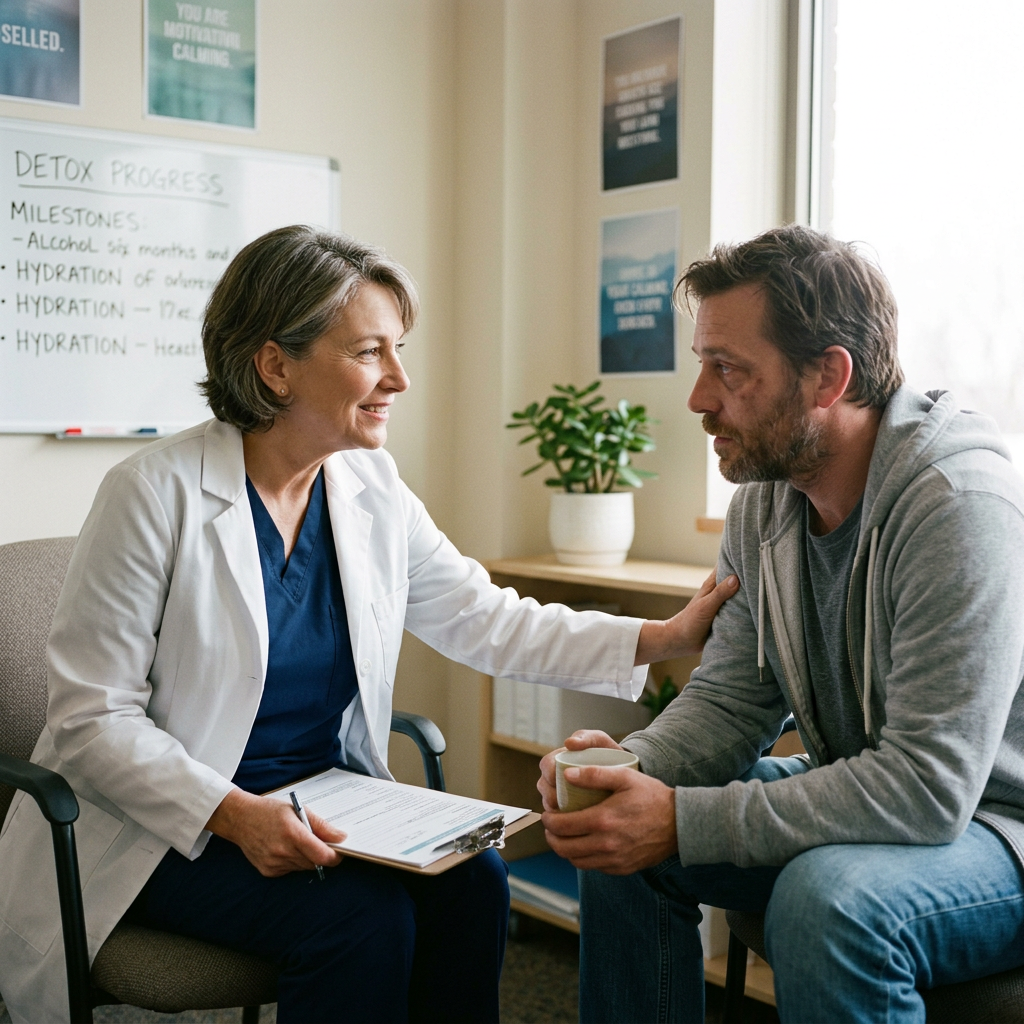 Healthcare professional comforting a patient during a counseling session