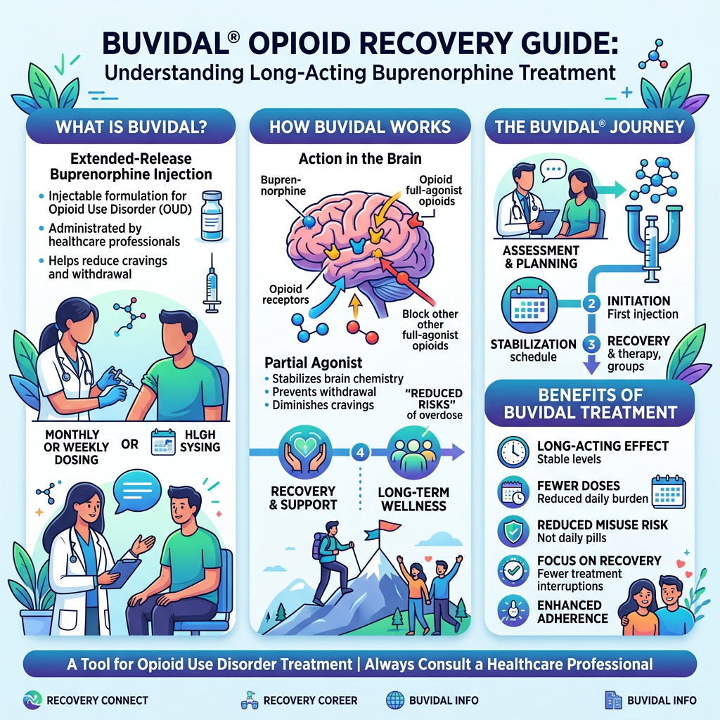 Buvidal opioid recovery guide infographic