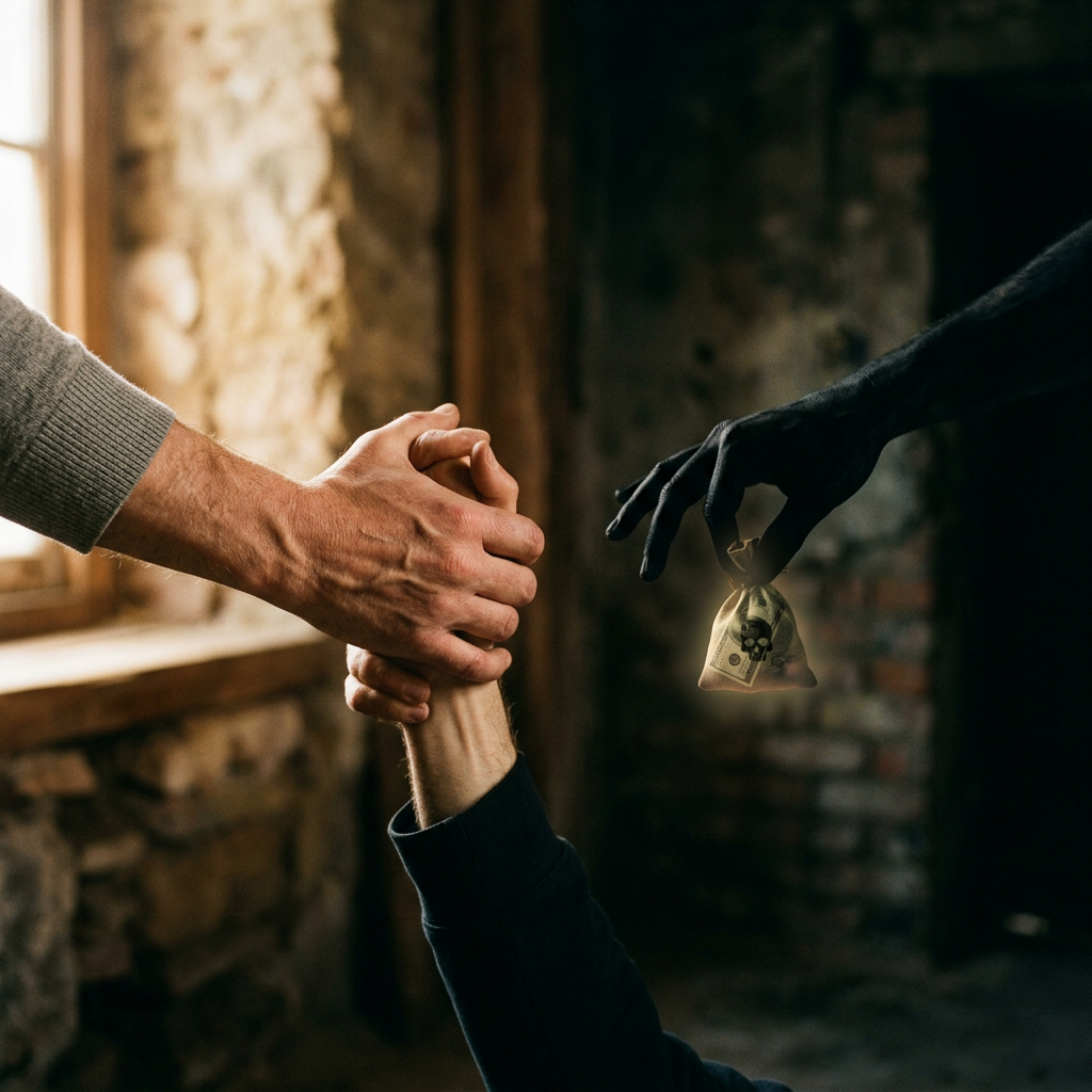 Contrasting helping hand and shadowy enabling hand weed addiction advice