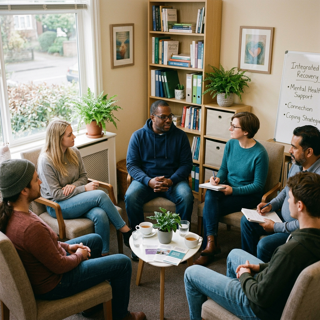 Integrated therapy session addressing addiction and mental health  