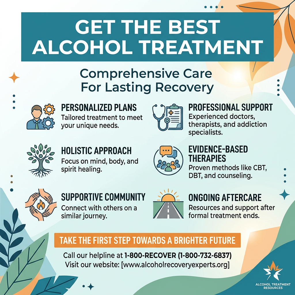 Benefits of alcohol treatment including personalized plans, professional support, holistic approach, evidence-based therapies, supportive community, and ongoing aftercare with helpline number Get the best alcohol treatment