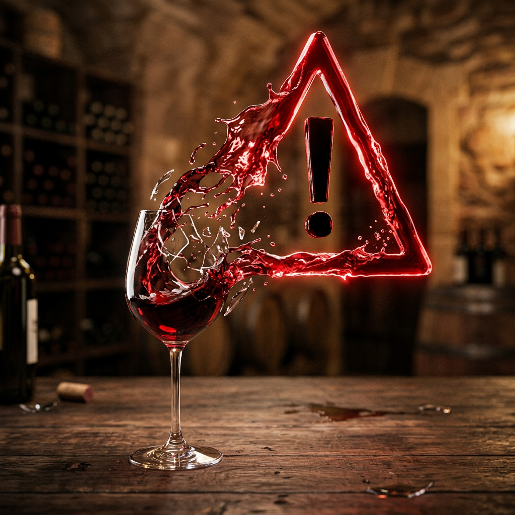 Red wine splash shaped like a warning triangle with exclamation mark Detoxing From Alcohol Safely