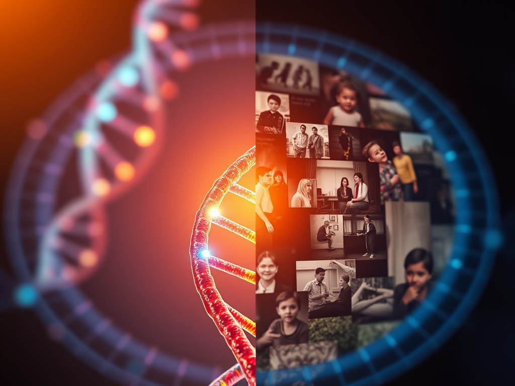 Addiction: Genetic and environmental influences. Image of DNA