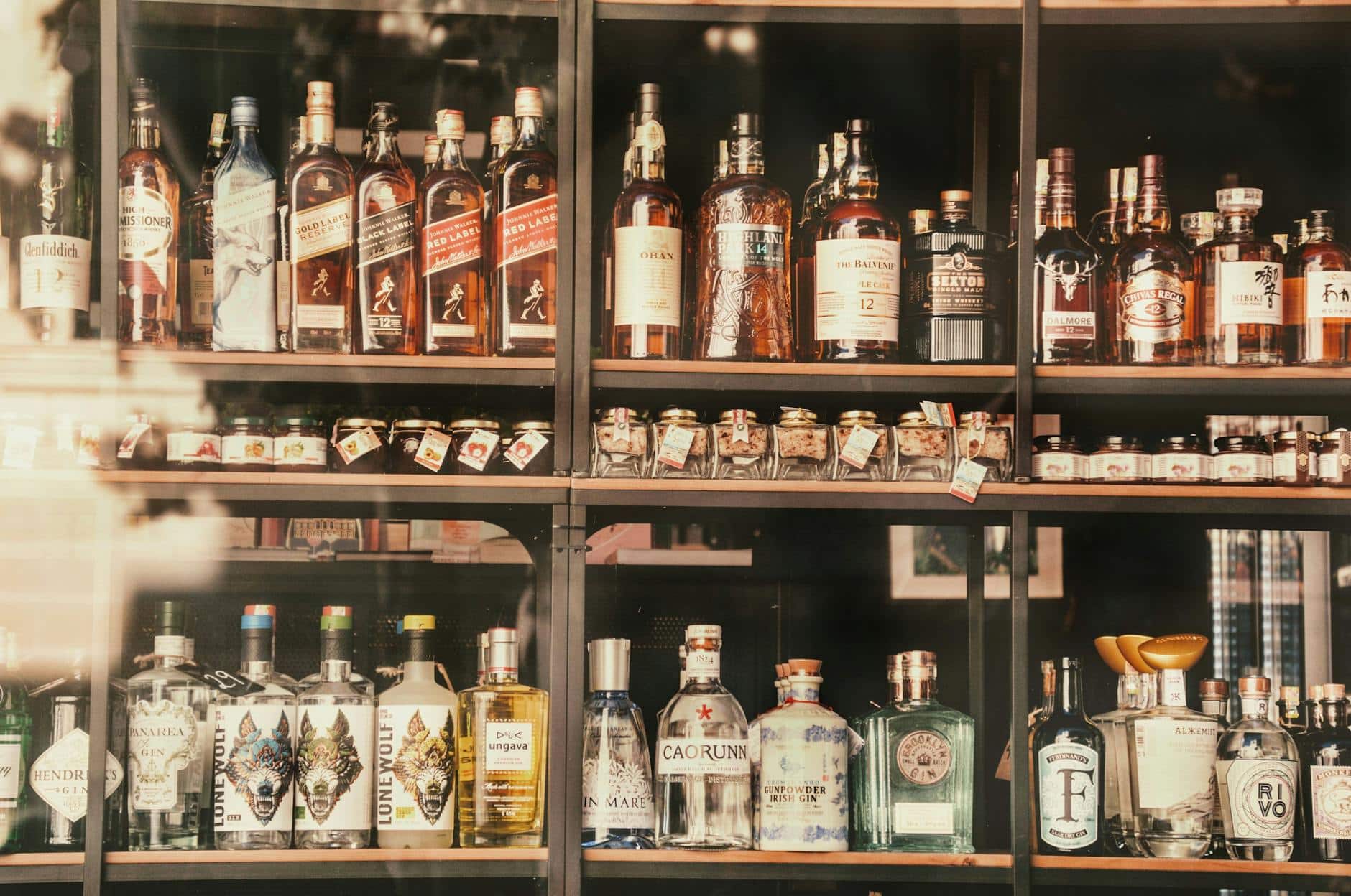 an alcohol bottles on the shelf