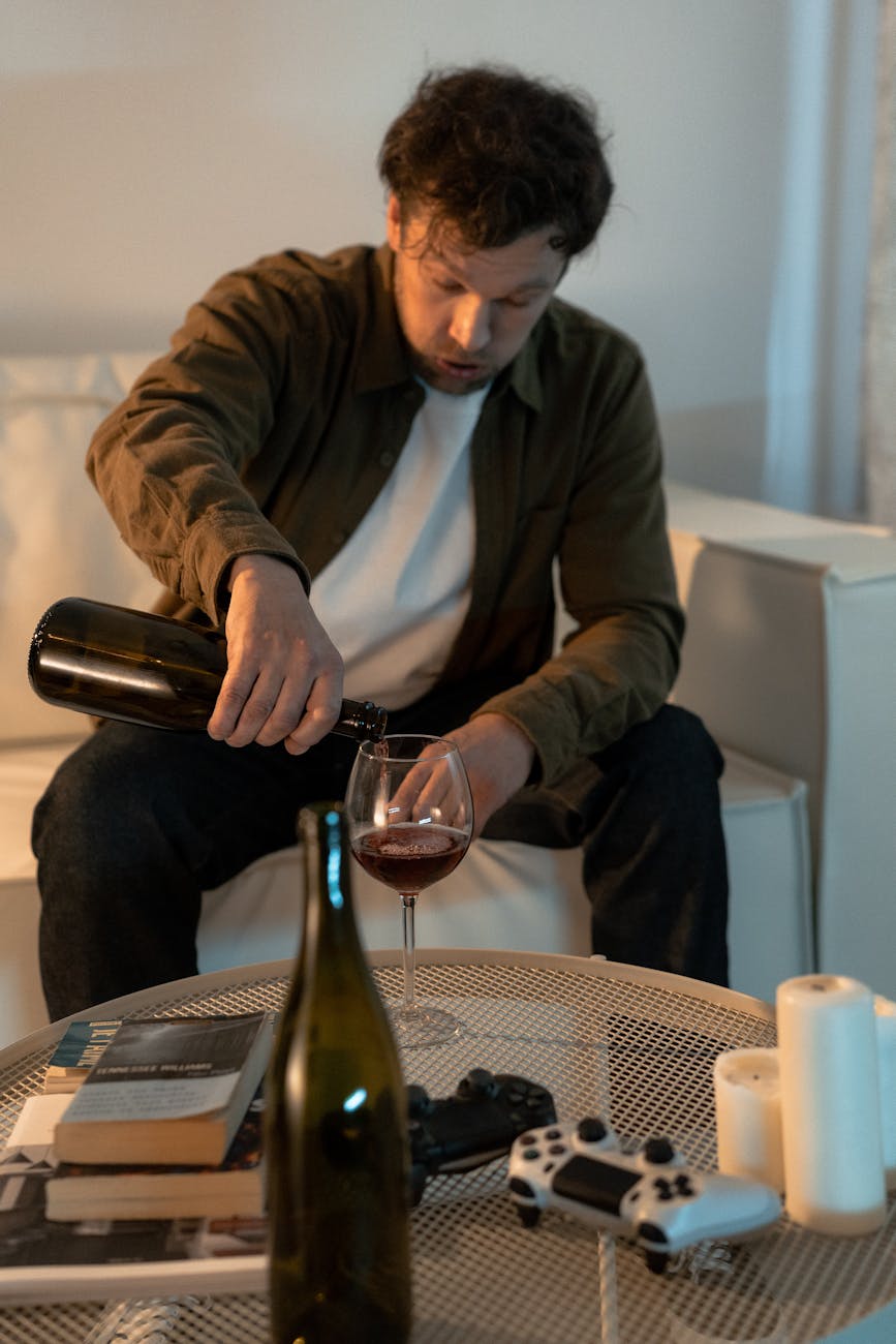 a man drinking wine at home Detox at home