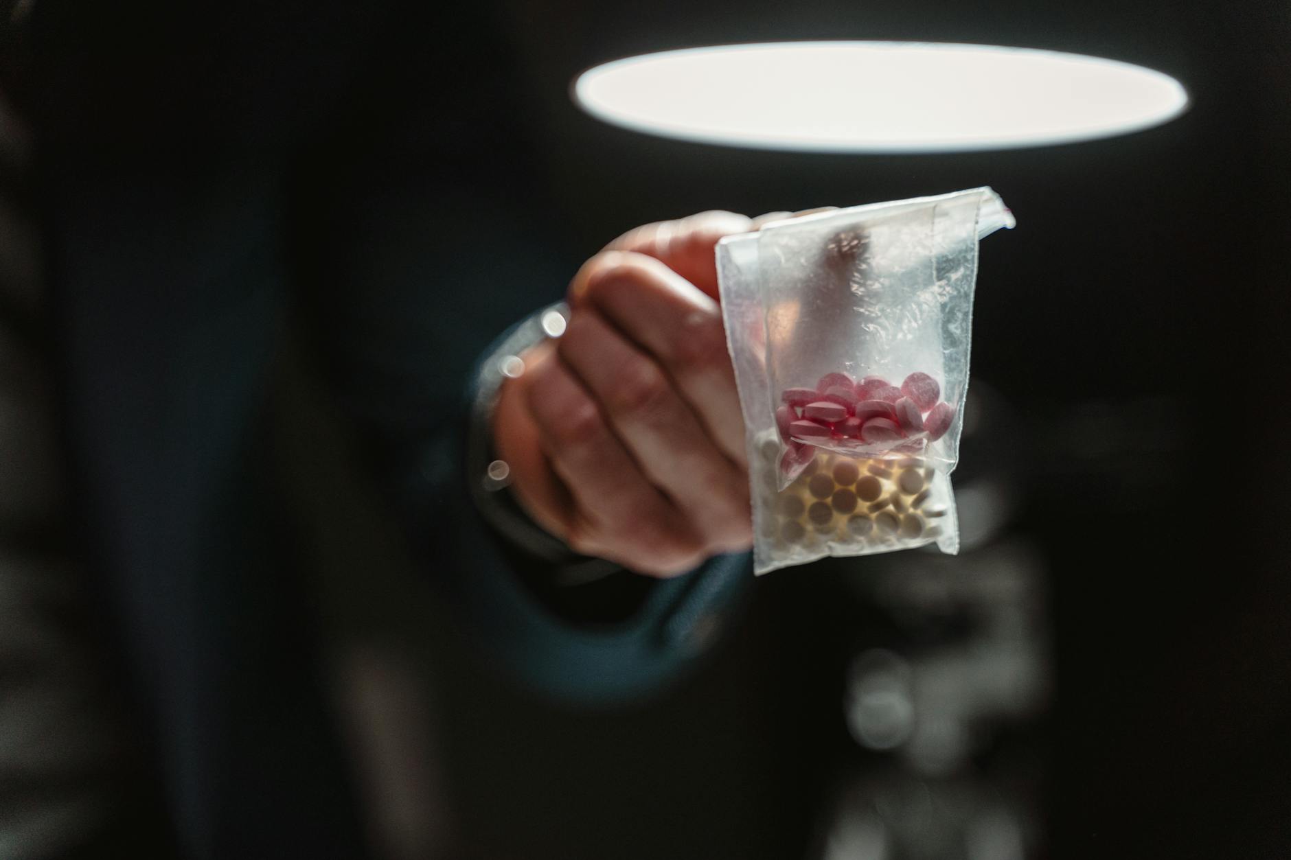 close up shot of drugs in a plastic